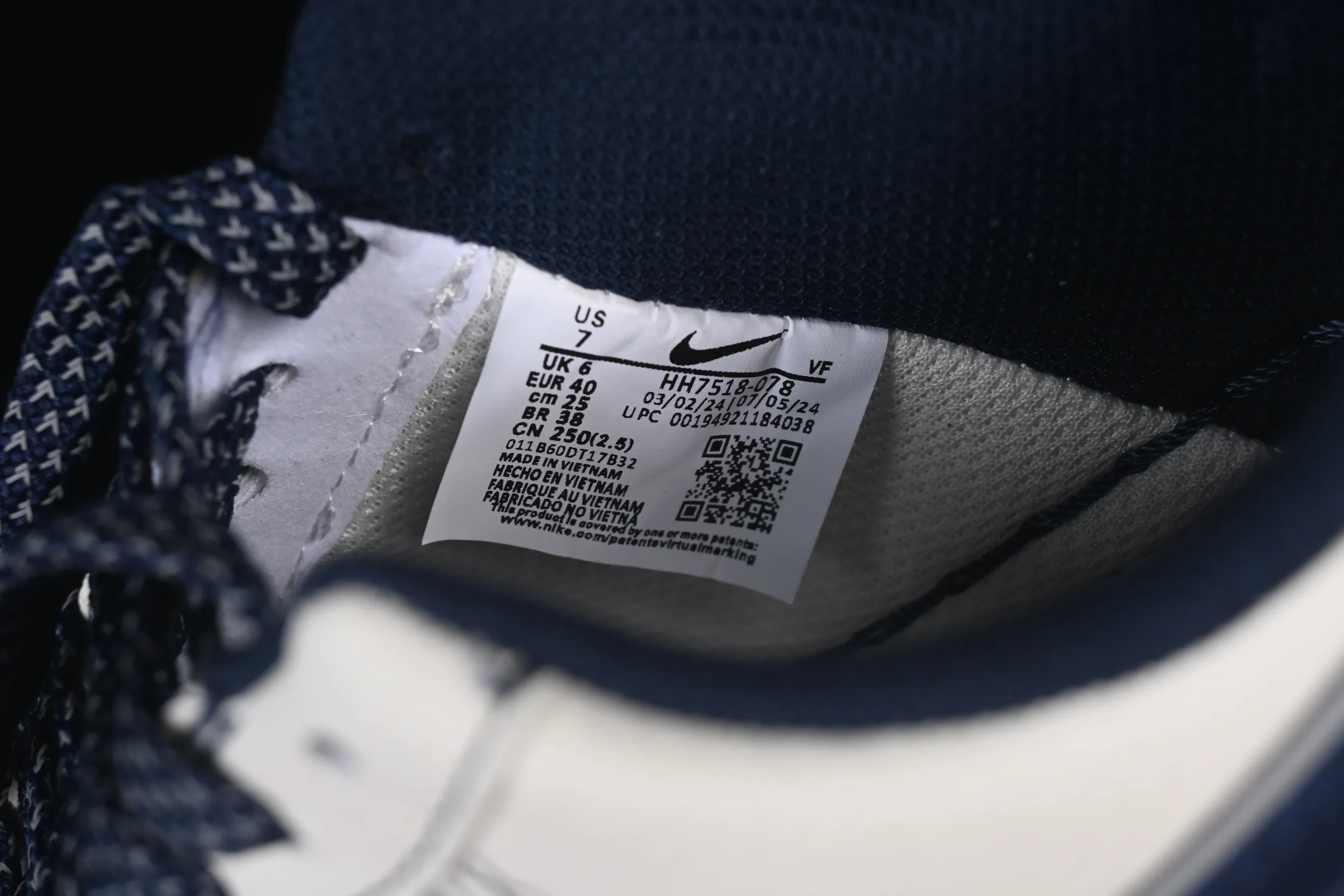 All categories Nk Air Force 1 Air Force series Nk Air Force 1 Low Air Force low top Nike Air Force 1'07 Low LV co-branded dark blue classic presbyopia Air Force 1 low top casual sneakers HH7518-078